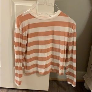 Peach and white striped top